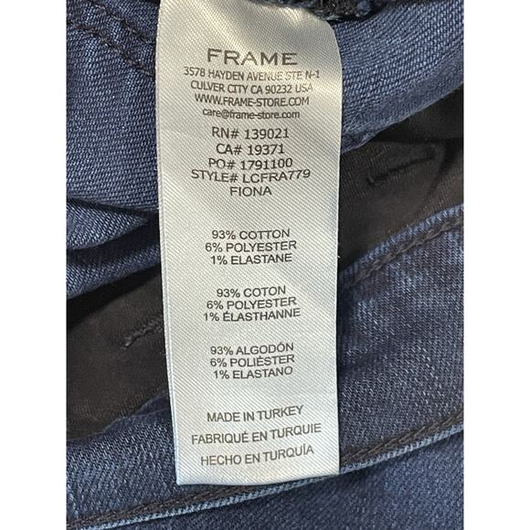 FRAME DENIM Le Crop Flare Dark Wash Blue Jeans Size 28 With Raw Hem - Picture 10 of 12